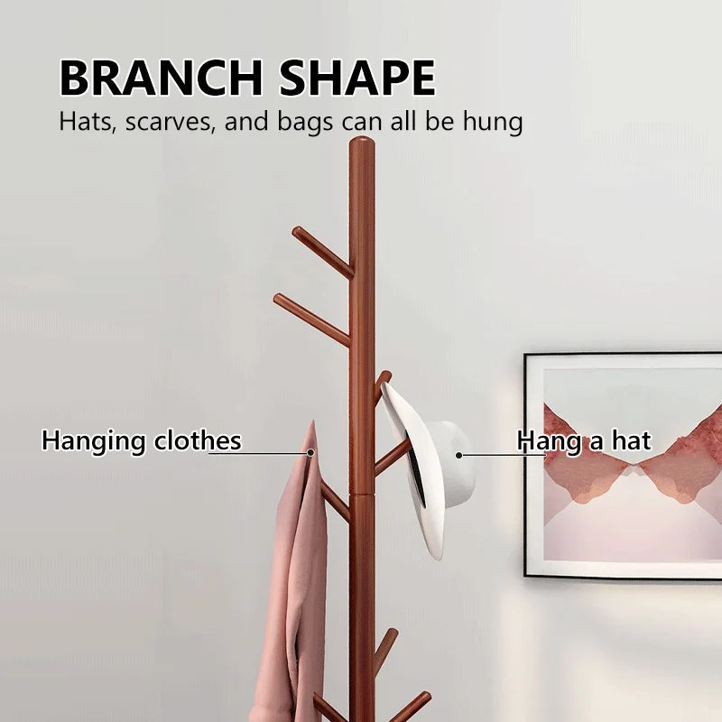 Coat Rack Stand Wood Freestanding with 9 Hooks, Adjustable – image 5