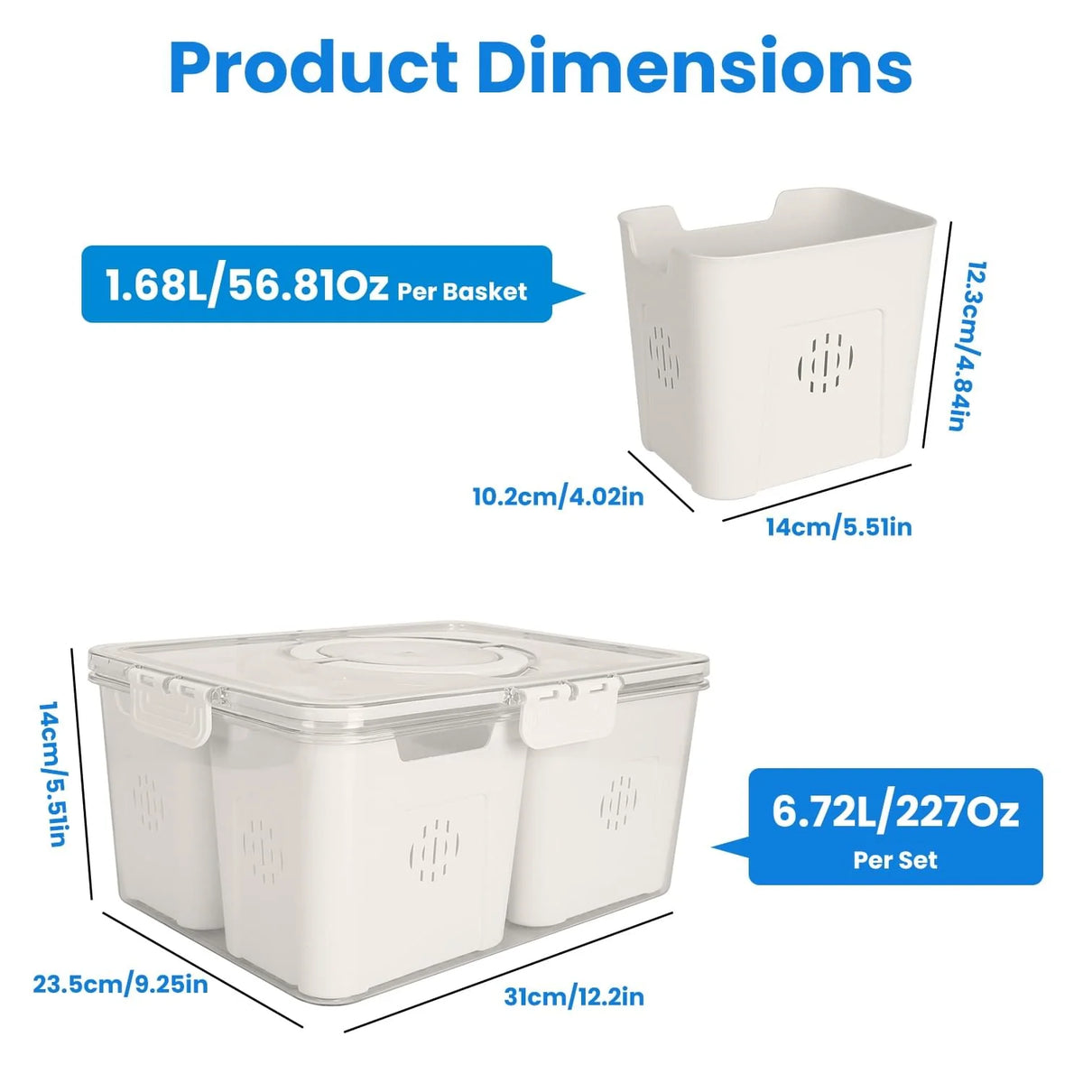 Fruit Storage Containers 2-Pack Airtight with Colanders for Fridge – image 6