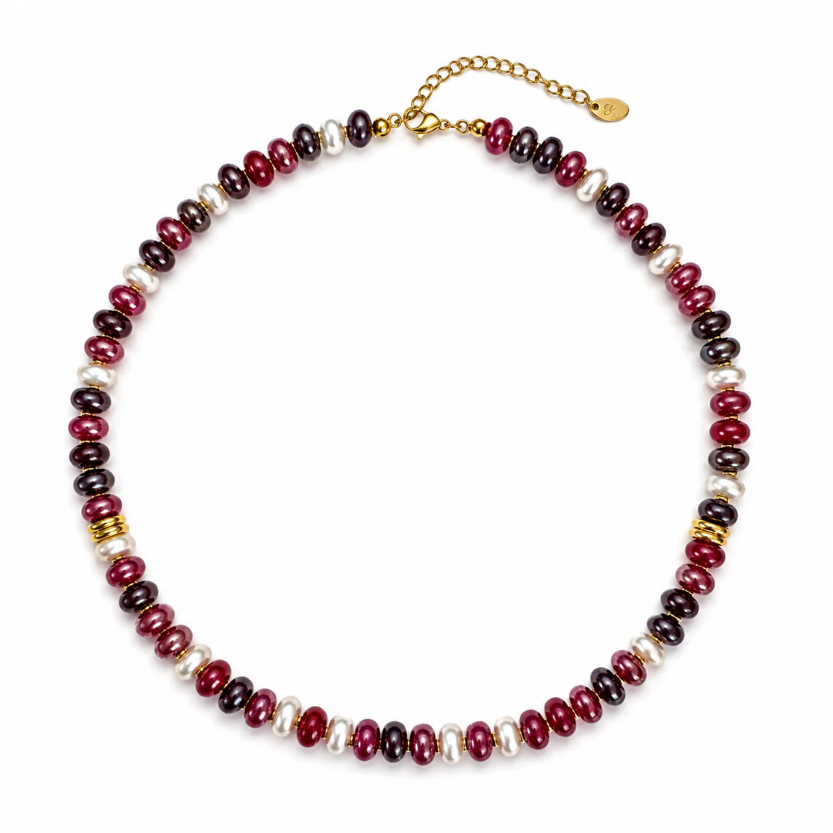 Beaded Necklace, Natural Stone and Acrylic Bead Necklace, 16 in – image 5
