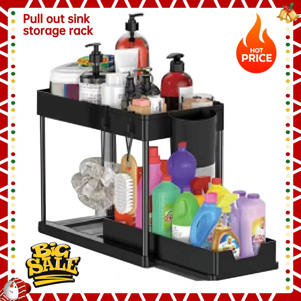 Under Sink Organizer - 2 Tier Sliding Pull-Out Basket Rack – image 2