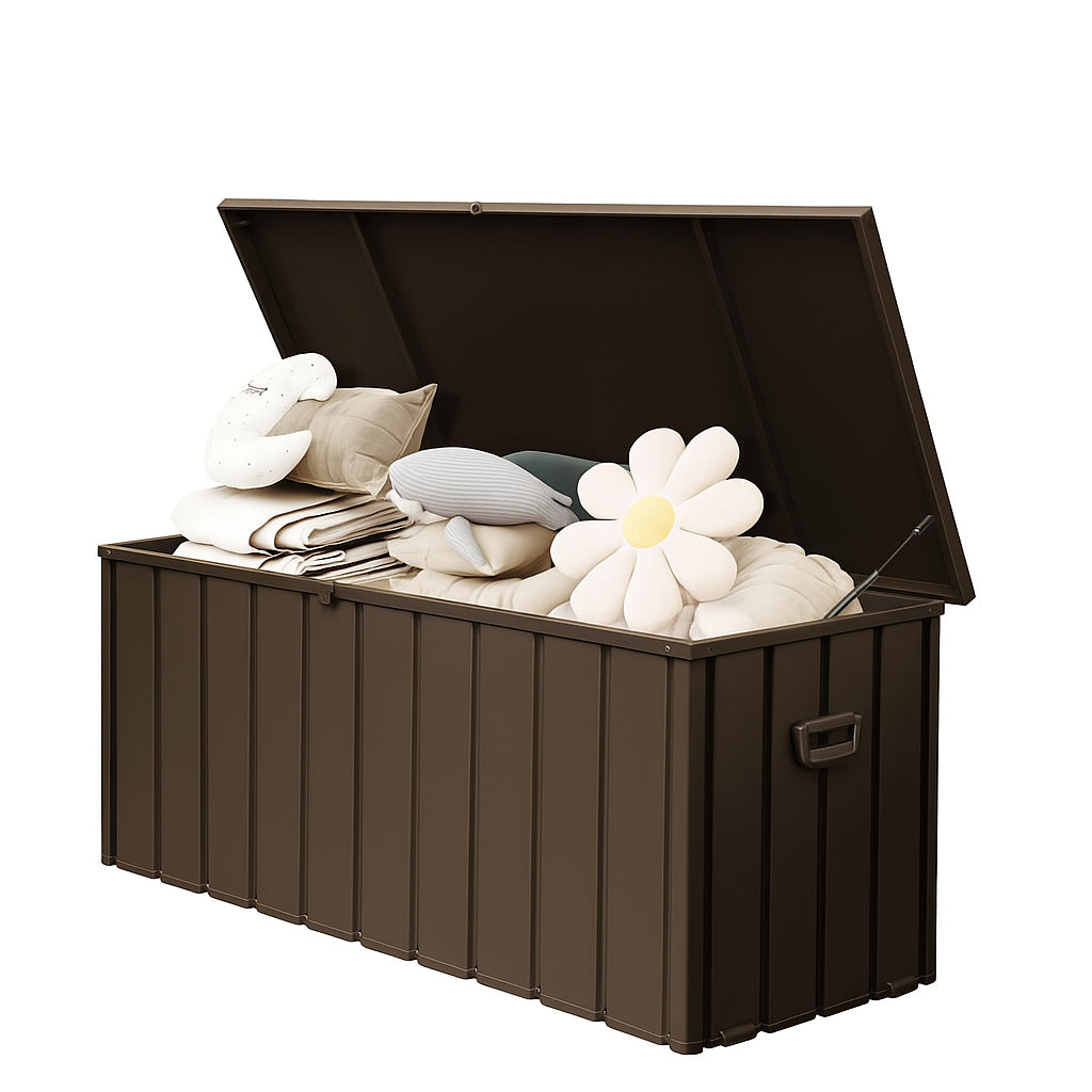190 Gallon Steel Deck Box with Lock, Wheels and Soft-Close Lid