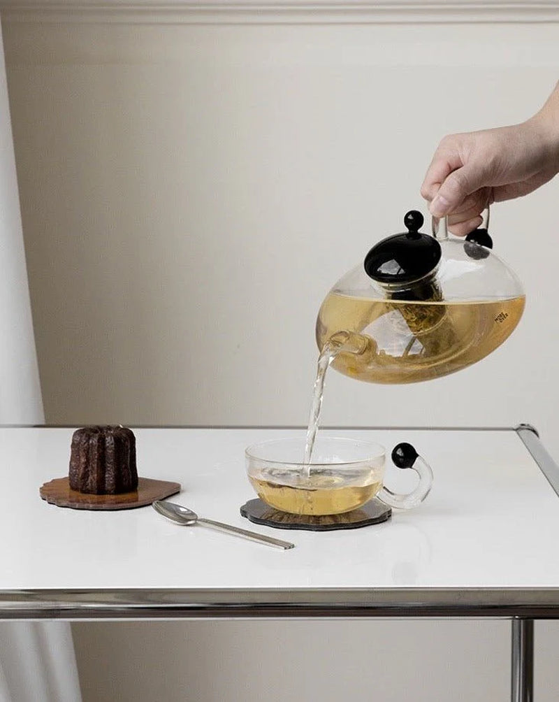 Vintage Glass Tea Set with Infuser Kettle and 2 Cups – image 7