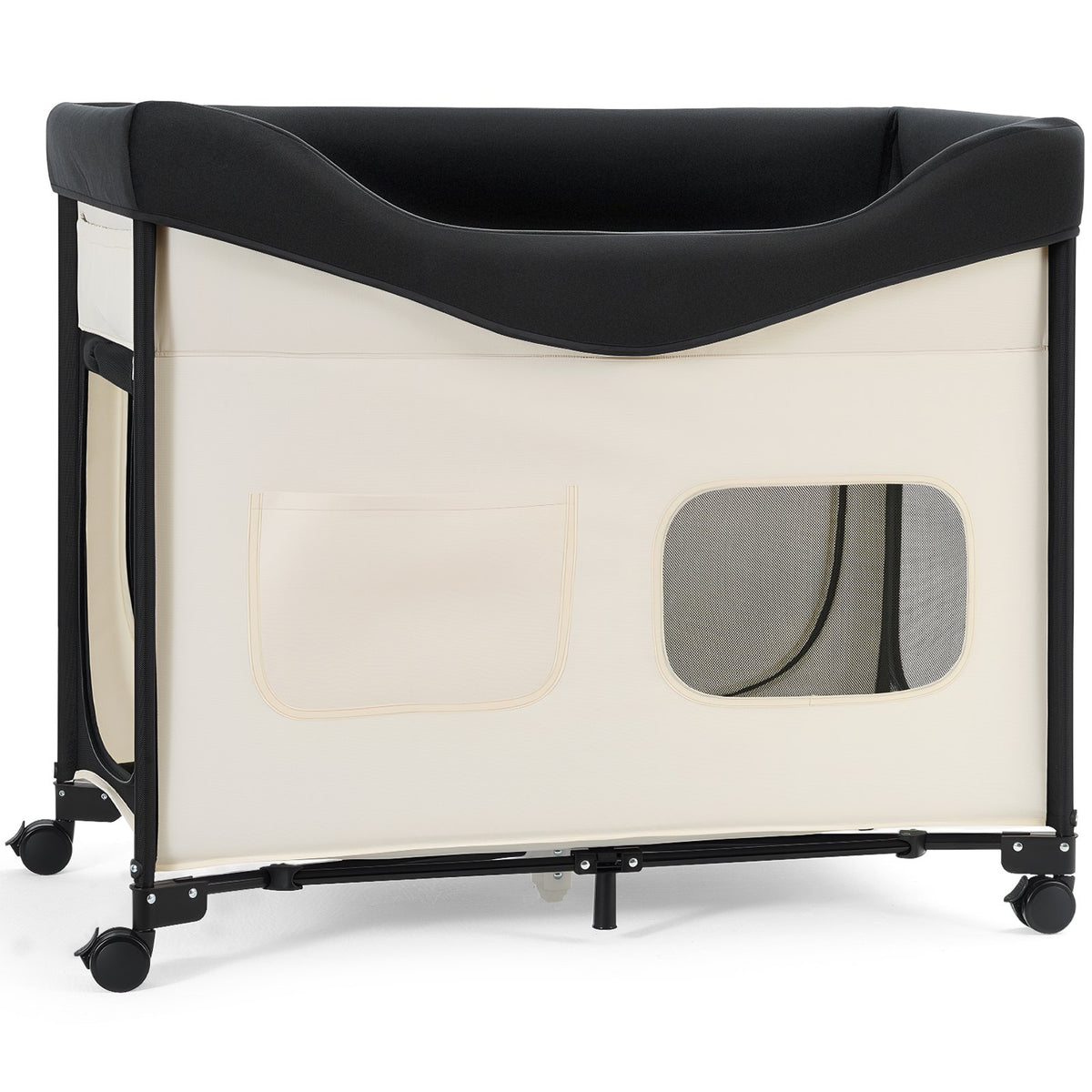Bunk Dog Bed, Elevated Two-Level Pet Lounge with Wheels, XL Beige – image 2