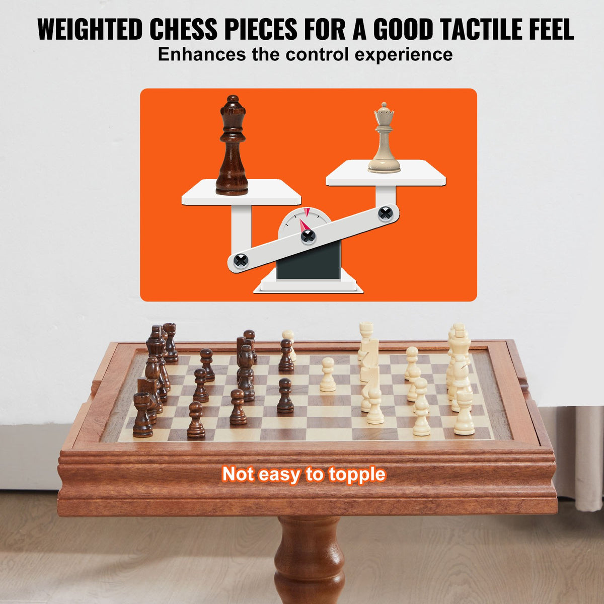 3-in-1 Chess, Checkers and Backgammon Table, 18 in Wooden Game Table – image 4