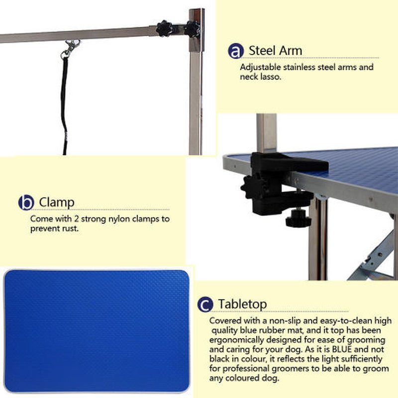 36 Inch Folding Dog Grooming Table with Adjustable Arm and Basket – image 5