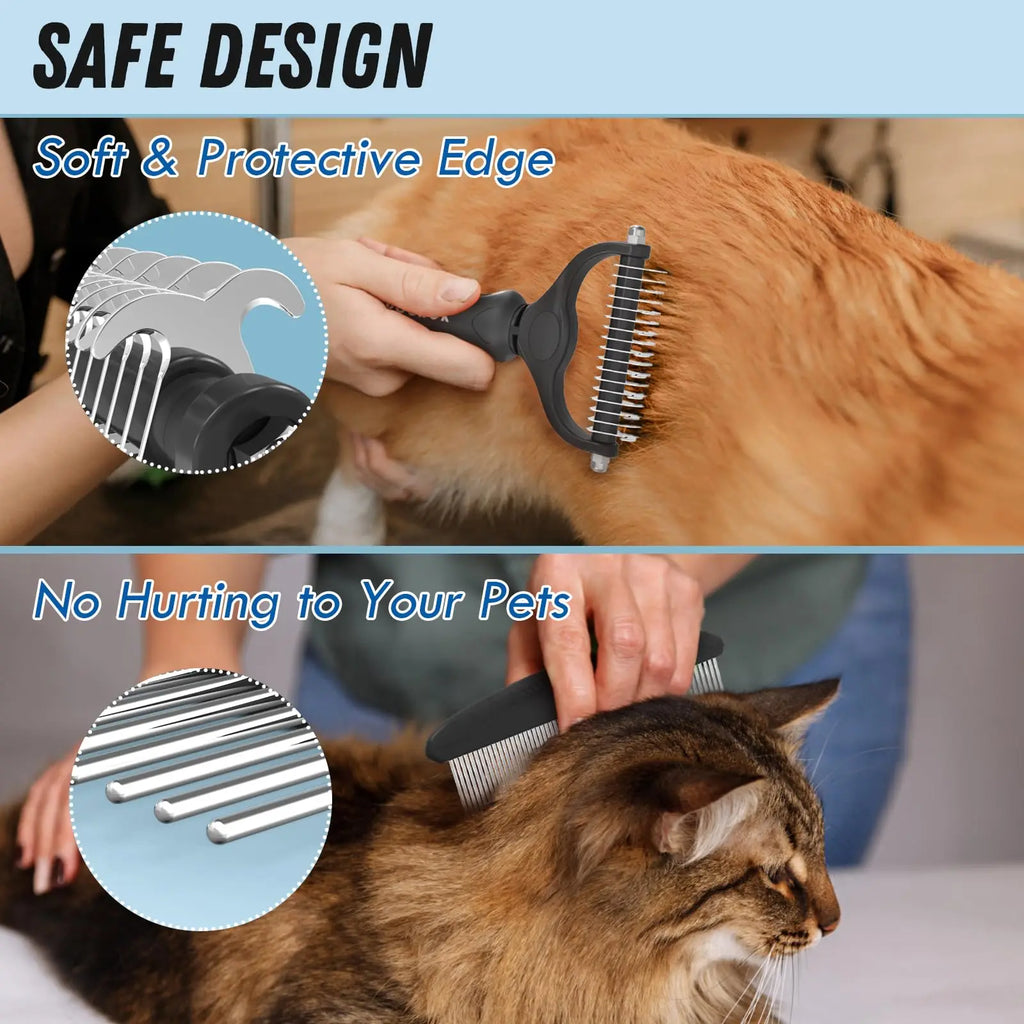 Undercoat Rake and Metal Comb Set - Dematting Grooming Kit for Pets – image 5