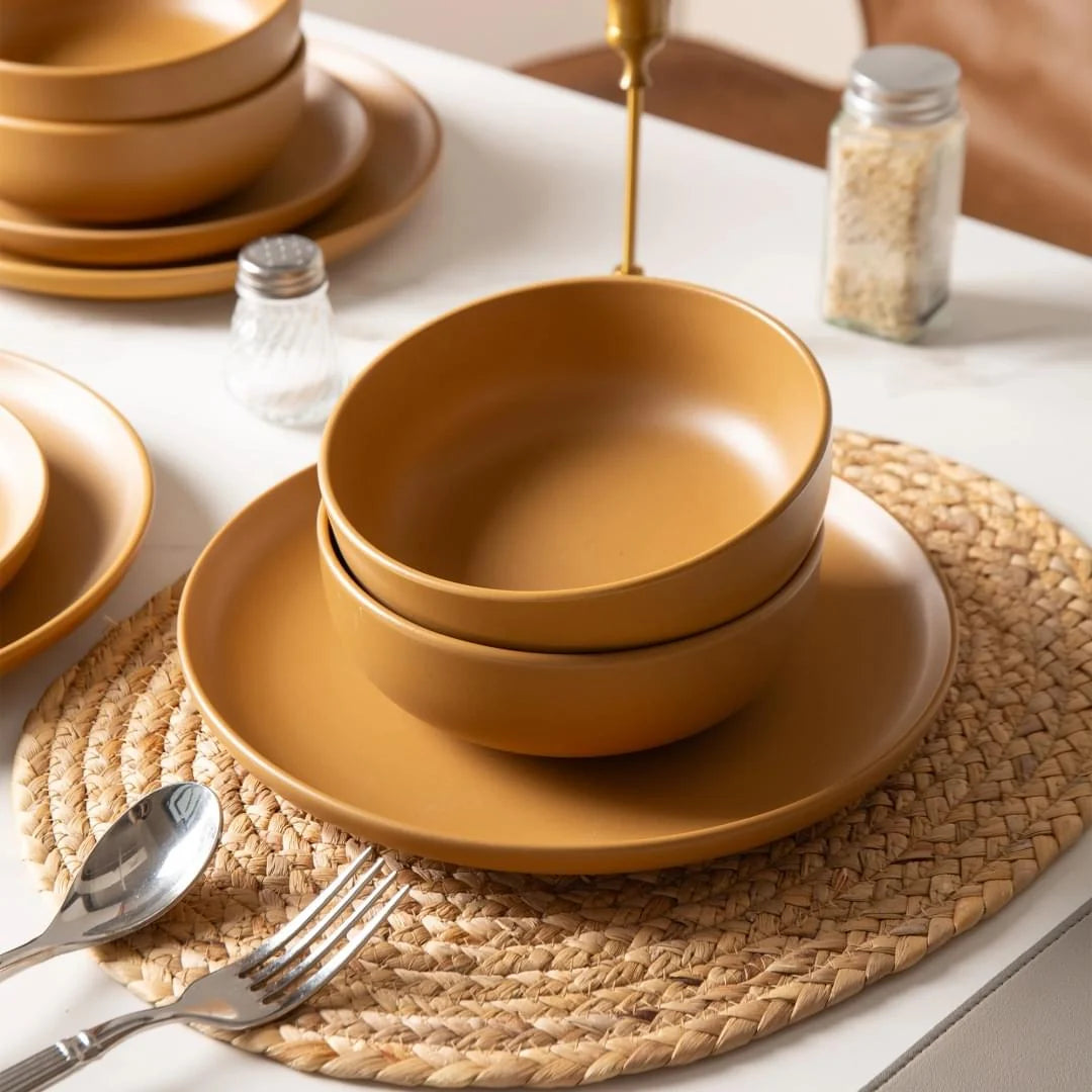 Stoneware Dinnerware Set 12-Piece Plates & Bowls for 4 – image 2