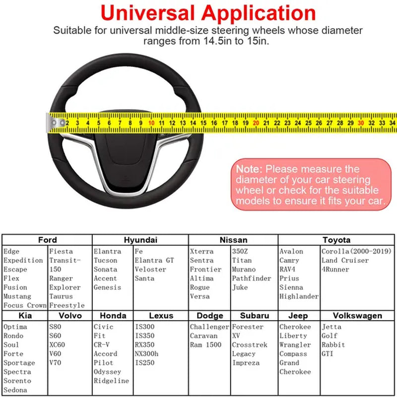 Perforated Leather Steering Wheel Cover for 14.5–15 in Wheels – image 3