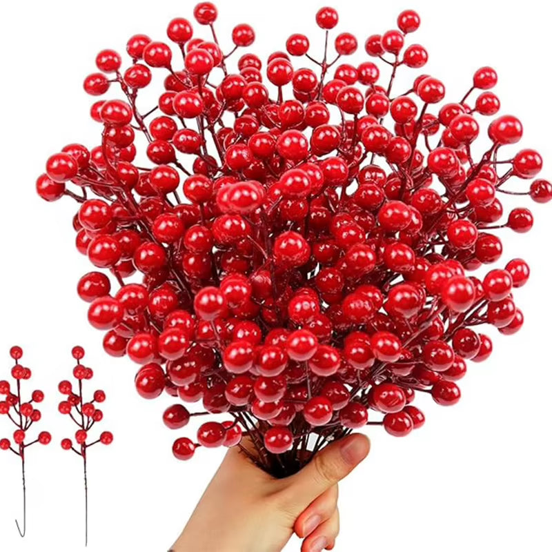 Christmas Red Berry Picks – 10 Pc Artificial Holly Berry Stems