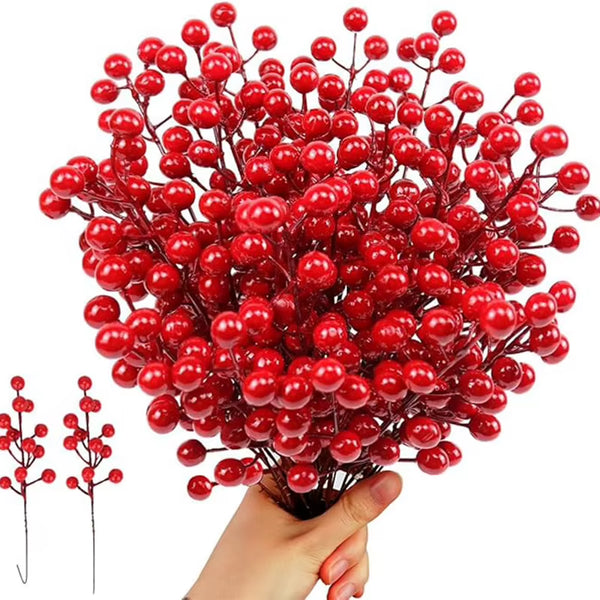 Christmas Red Berry Picks – 10 Pc Artificial Holly Berry Stems
