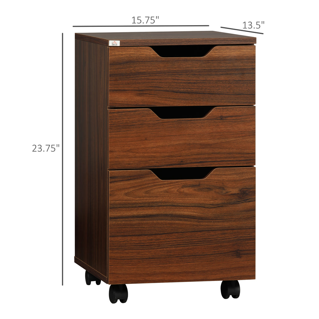 3-Drawer Rolling File Cabinet, Under Desk Printer Stand, Wood Grain – image 3