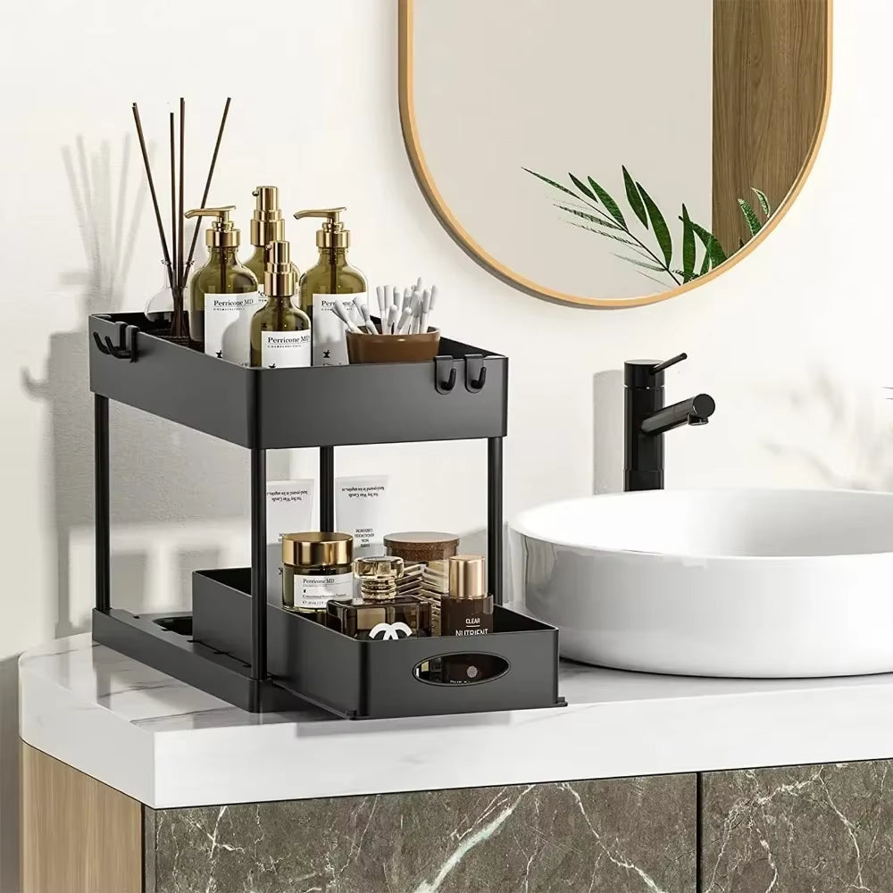 Under Sink Organizer - 2 Tier Sliding Pull-Out Basket Rack – image 5