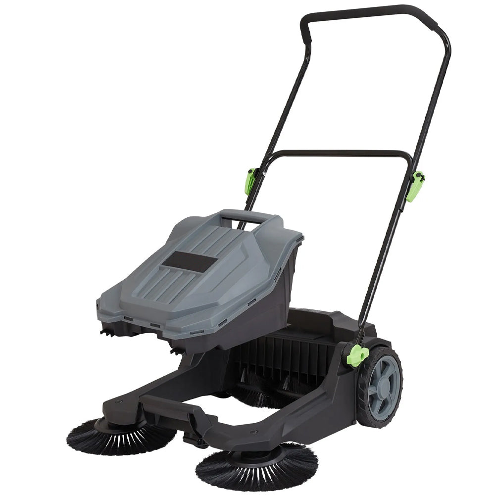 Manual Push Yard Sweeper 25.6 in with 5-Gallon Bin