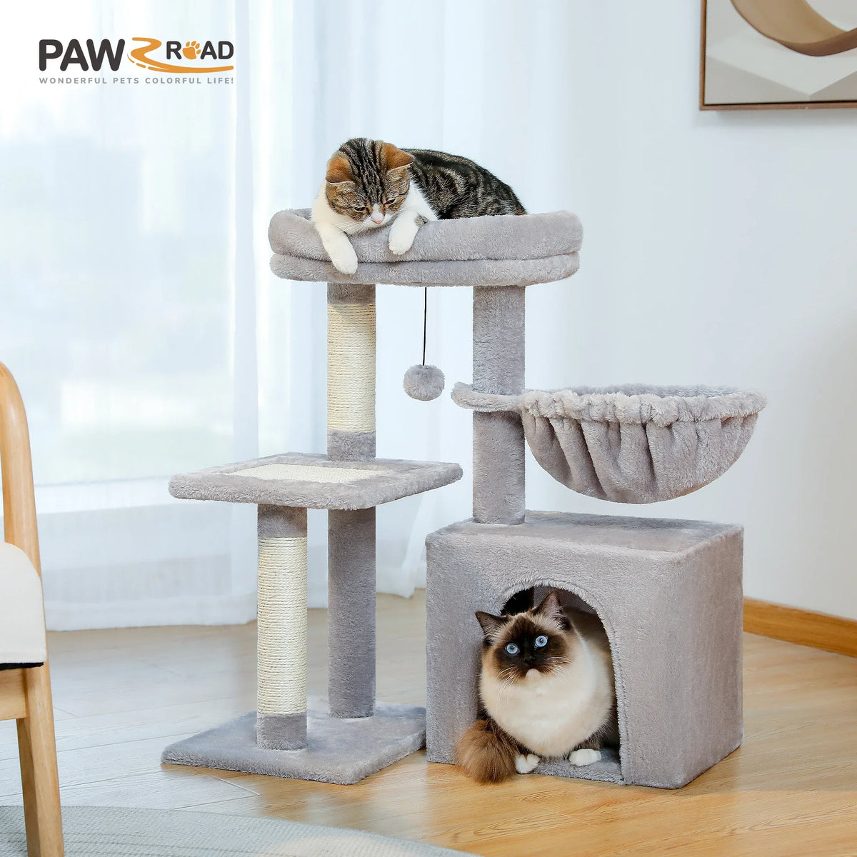 Cat Tree with Hammock & Removable Perch – Indoor Cat Tower – image 8