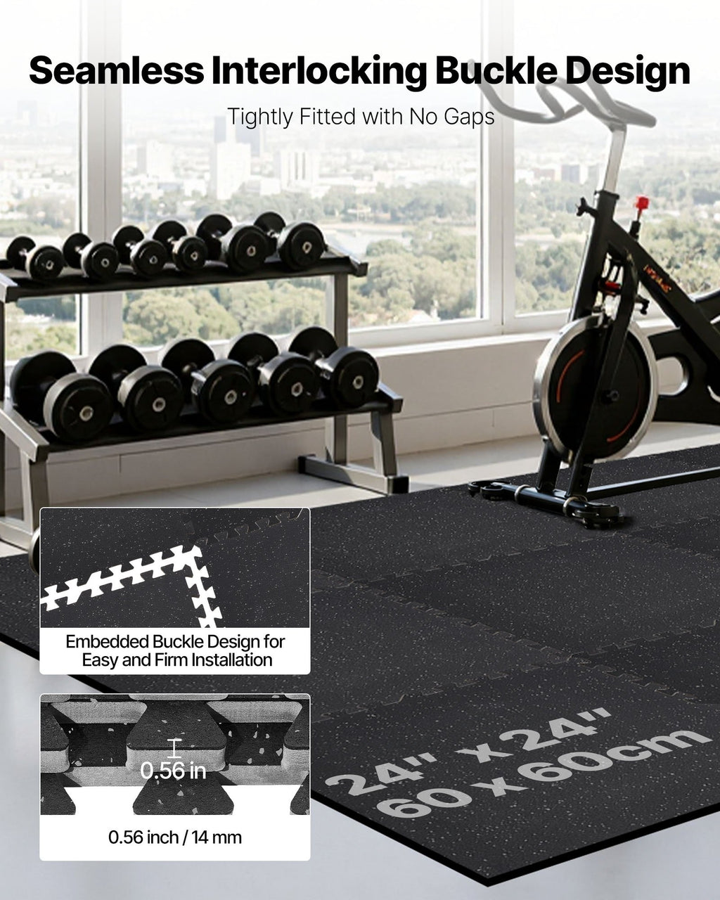 Exercise Floor Mats 12-Pack, 24 x 24 in Interlocking Gym Tiles – image 5
