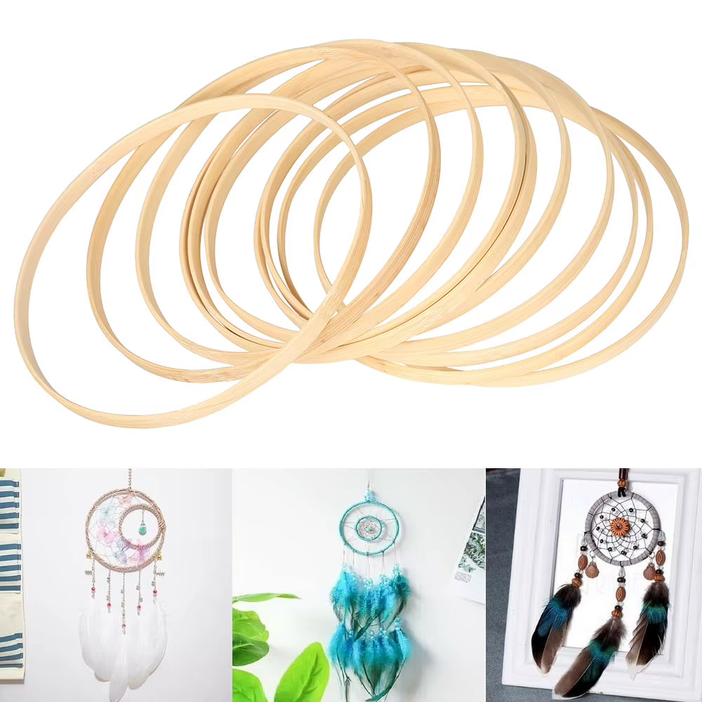 Bamboo Floral Hoop Rings, 10-Pack 26 cm Macrame & Wreath Hoops – image 6