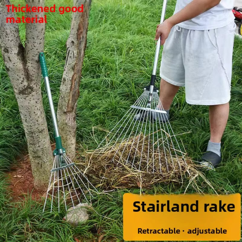 Telescopic Steel Leaf Rake for Lawn, Yard and Garden Cleanup – image 4