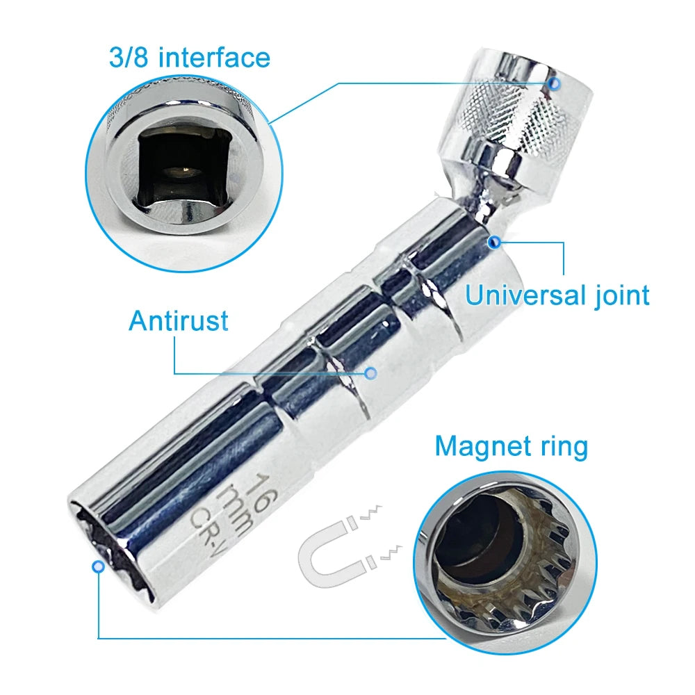 Spark Plug Socket Set 14mm & 16mm Magnetic Swivel Thin-Wall – image 4
