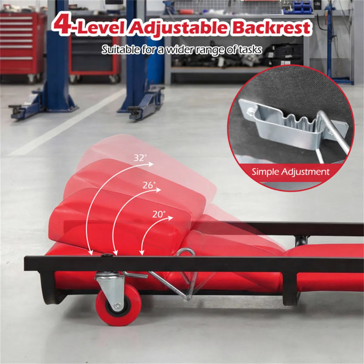 Mechanic Creeper, Rolling with 4-Position Adjustable Backrest – image 11