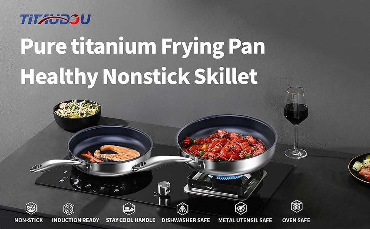 10 Inch Titanium Stainless Steel Frying Pan, PFAS-Free Nonstick – image 12