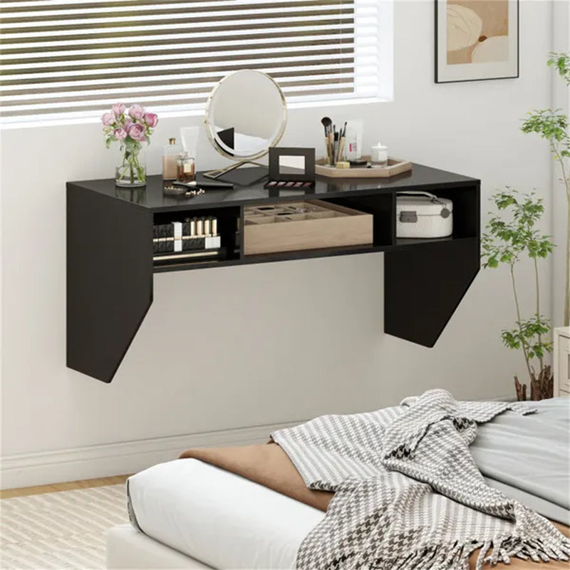 Wall-Mounted Floating Computer Desk with 3-Cube Storage, Black – image 7