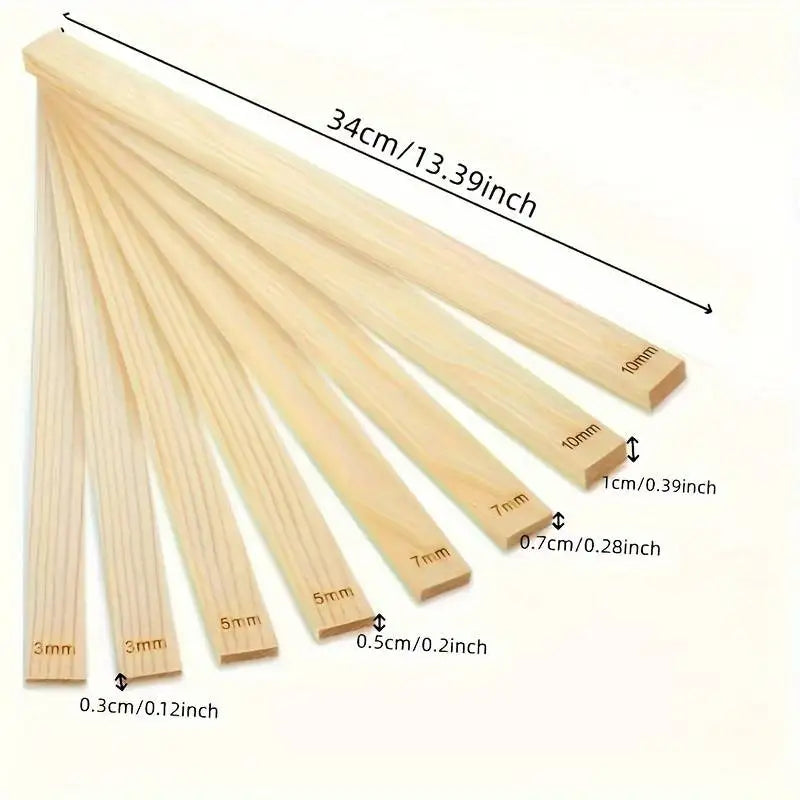 Wooden Clay Slab Rolling Guides 8 Pc Set, 3/5/7/10 mm