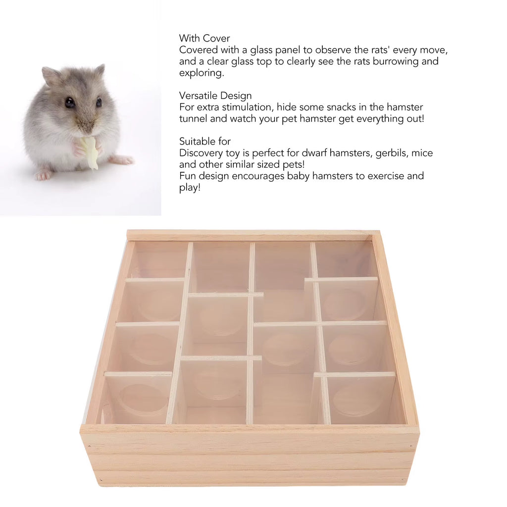 Wooden Hamster Tunnel Maze with Clear Cover, Small Pet Explore Toy – image 3