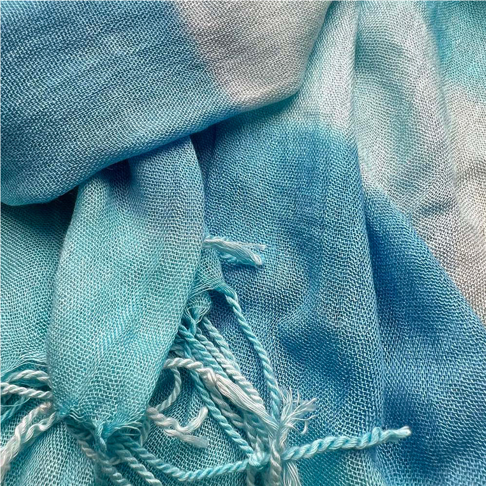 Viscose Scarf, Turquoise Printed Summer Scarf, 67 x 24 in – image 5