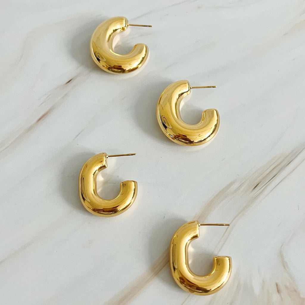 Gold Oval Hoop Earrings - 18K Plated Stainless Steel, Tarnish Free