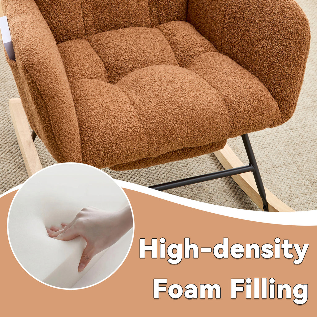 Teddy Fleece Wingback Nursery Glider Rocker with Ottoman Set – image 8