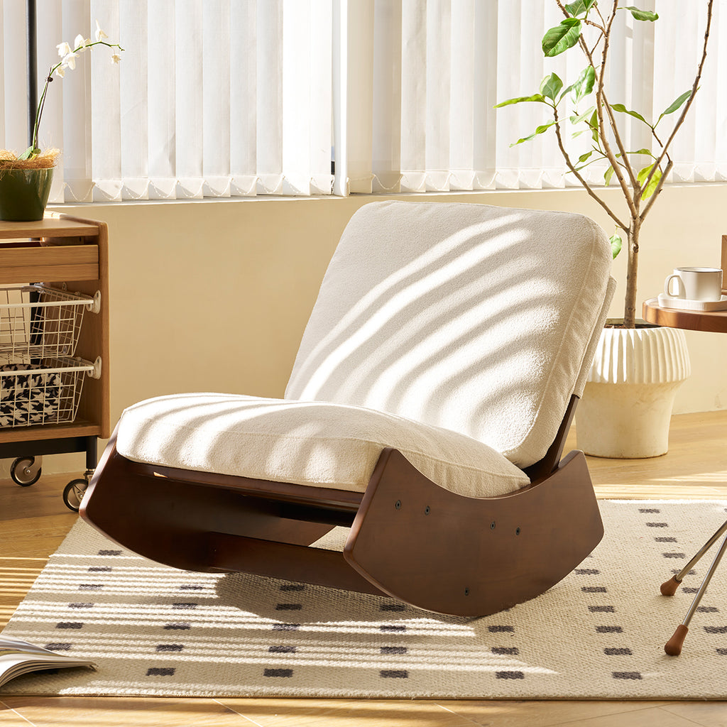 Corduroy Upholstered Glider Rocking Chair with Solid Wood Frame – image 1