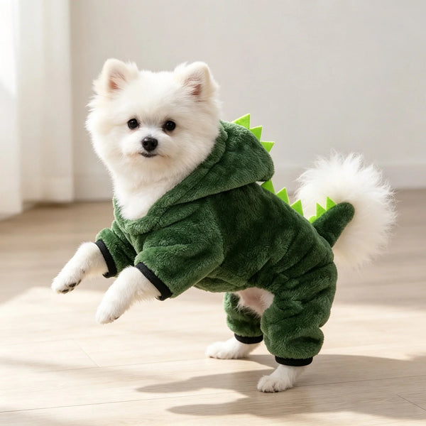 Dinosaur Dog Costume Warm Winter Pet Coat for Small Dogs and Cats