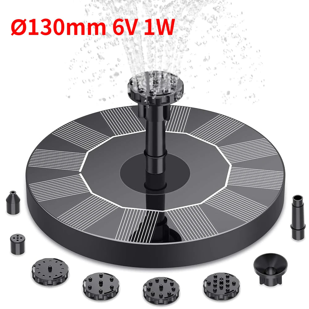 Solar Fountain Pump for Bird Bath and Pond, 6 Nozzles