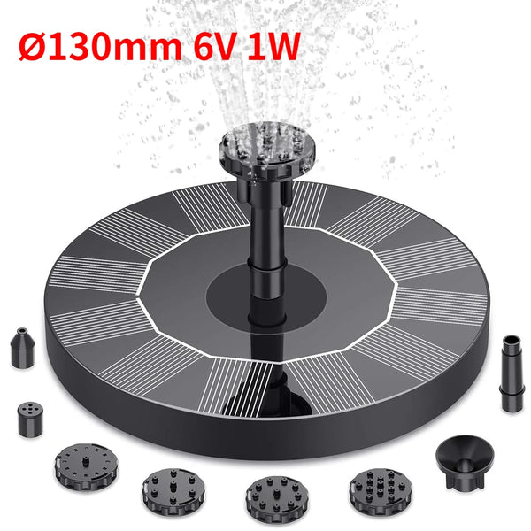 Solar Fountain Pump for Bird Bath and Pond, 6 Nozzles