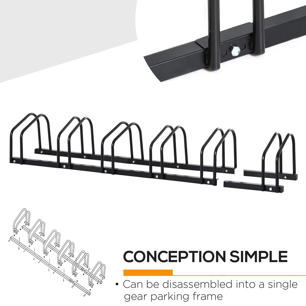Bike Floor Parking Rack for 6 Bikes, Steel Garage Storage Stand – image 5