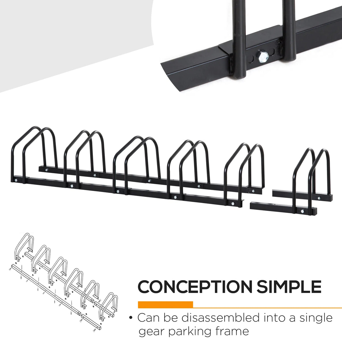 Bike Floor Parking Rack for 6 Bikes, Steel Garage Storage Stand – image 5