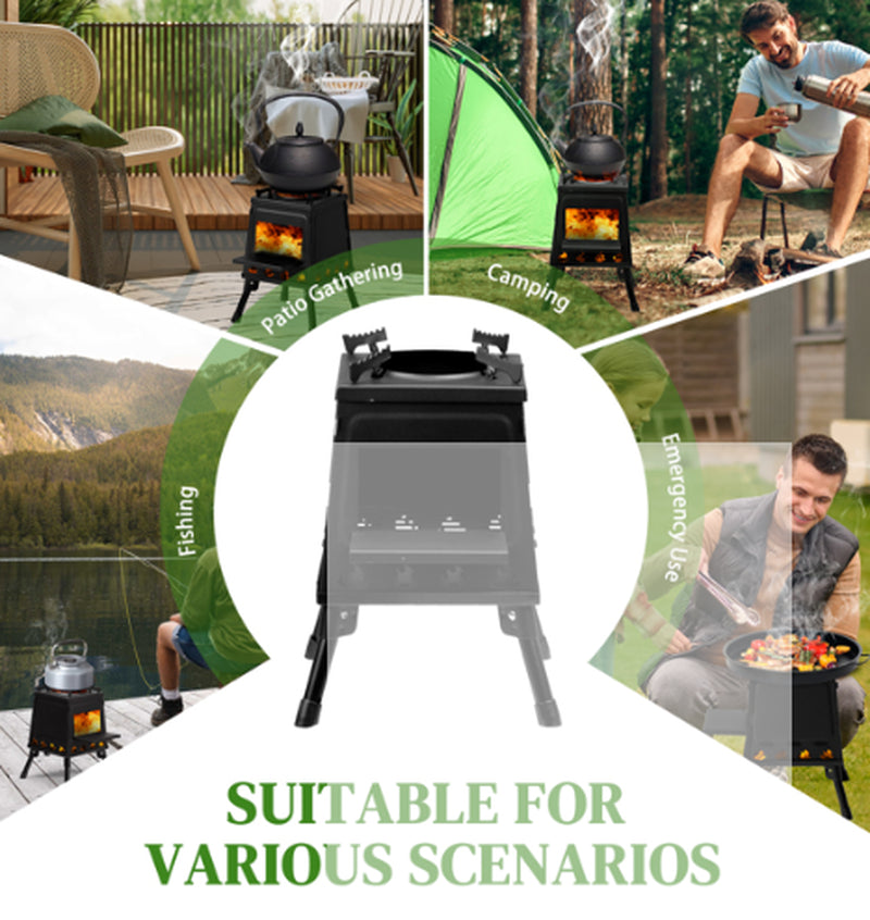 Camping Wood Stove Portable Detachable Iron Panel Fire Box – image 7