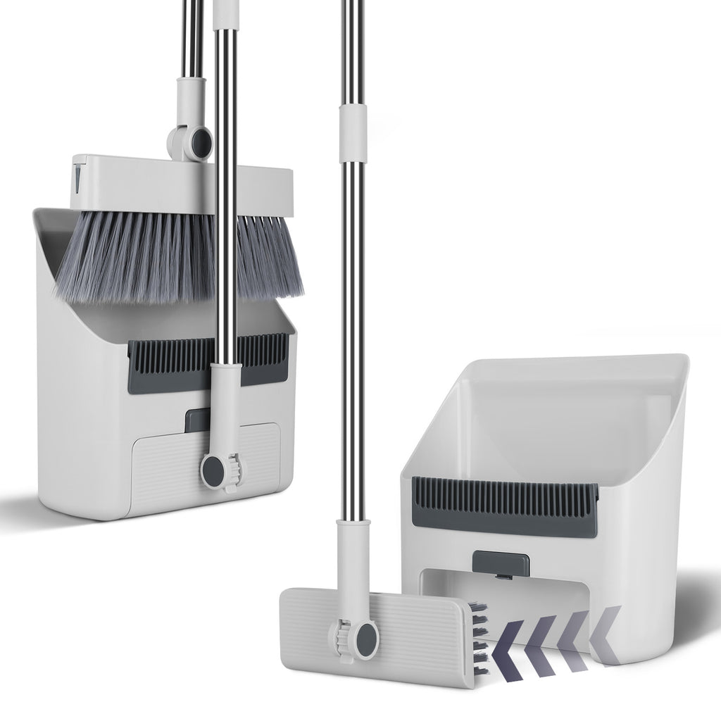 Broom and Dustpan Set – 4-in-1 Upright with Squeegee