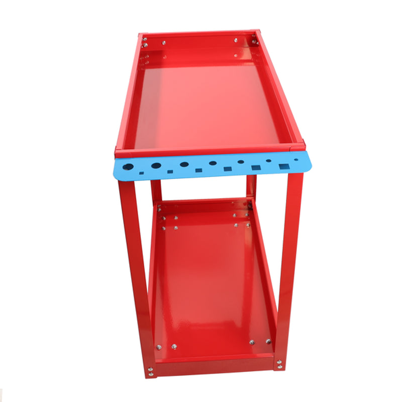 Rolling Tool Cart 2-Shelf Steel Utility Cart, 400 lb, Red – image 2