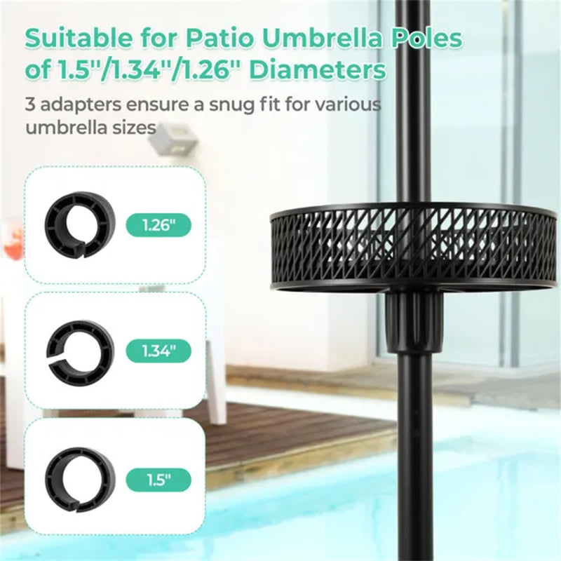 Patio Umbrella Table Tray, 12 in Clip-On Pole Table with Adapters – image 4