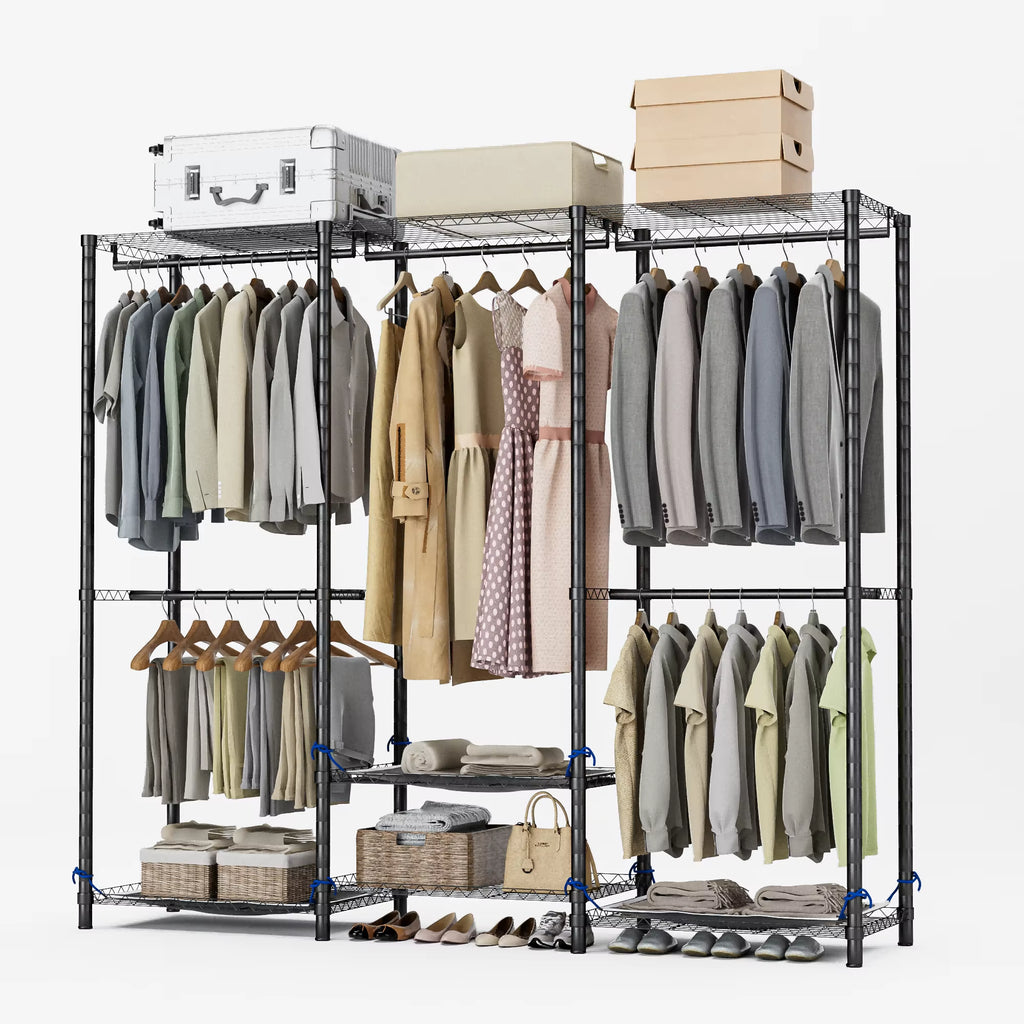 Freestanding Wardrobe Clothes Rack with Dust Cover, 960 lb Capacity – image 1
