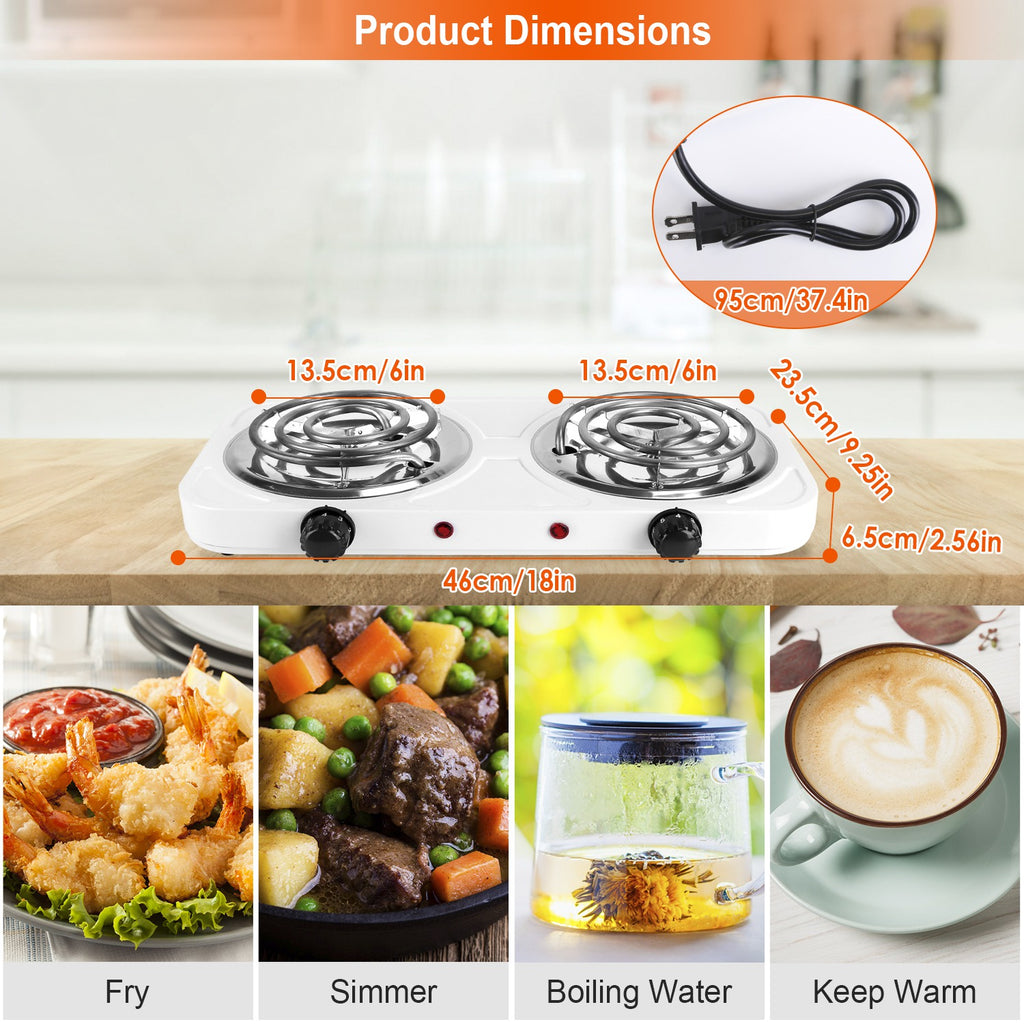 Electric Double Burner Hot Plate, 2000W Portable Countertop Stove – image 11
