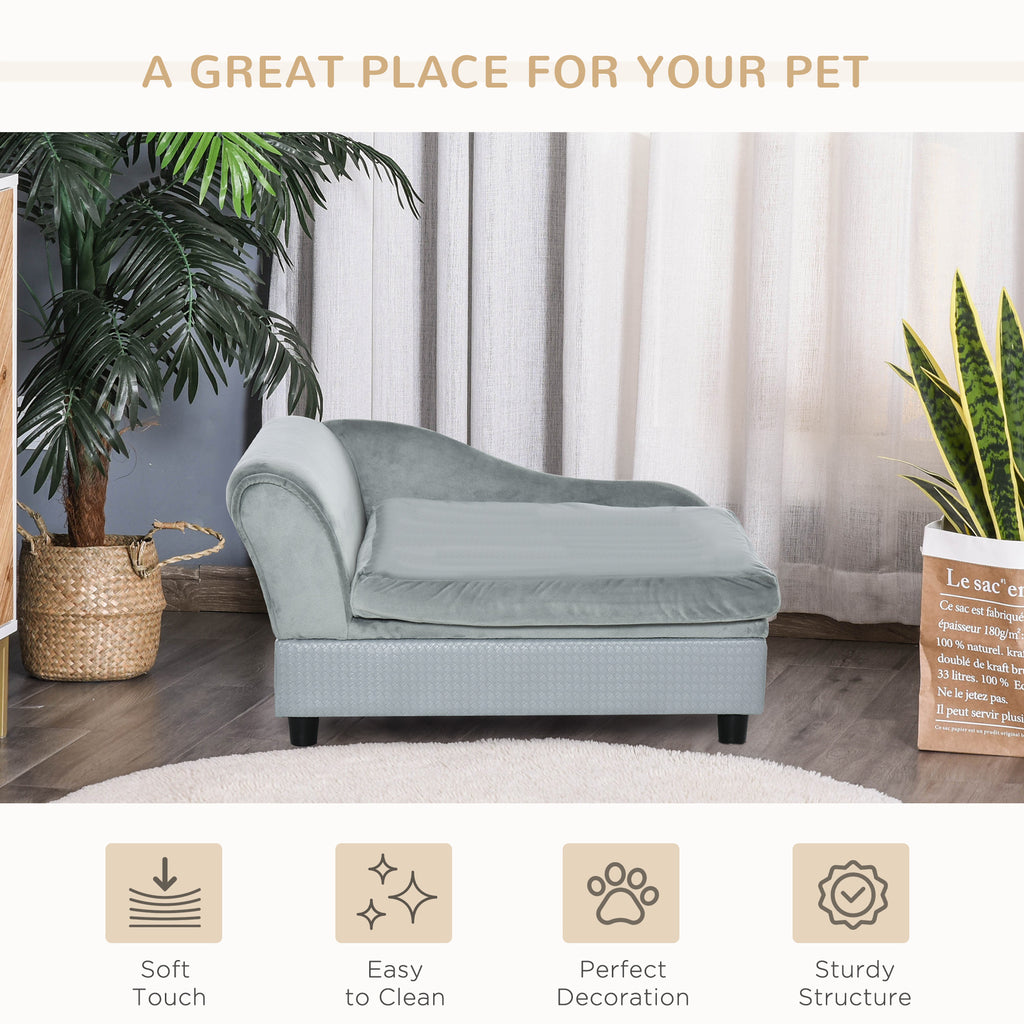 Dog Couch with Hidden Storage, Small Dog Sofa Bed with Foam, Gray – image 8