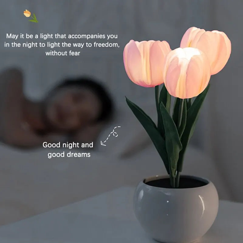 Tulip Bouquet Table Lamp - LED Flower Bedside Light, Romantic Gift