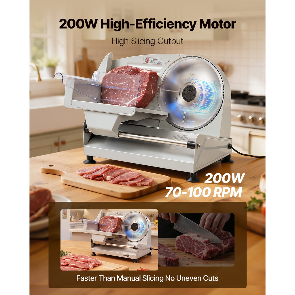 Electric Meat Slicer with 7.5 Inch Blade, 200W Adjustable Deli Slicer – image 2