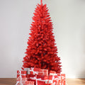 5 Ft Red Artificial Christmas Tree with 624 Tips and Metal Stand – image 1