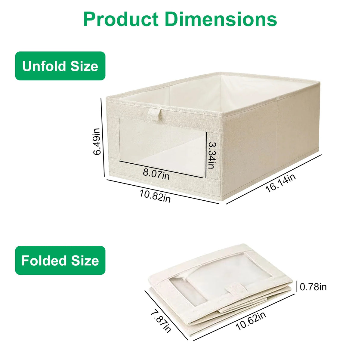 Closet Storage Bins 4-Pack - Foldable Linen Baskets with Clear Window – image 7
