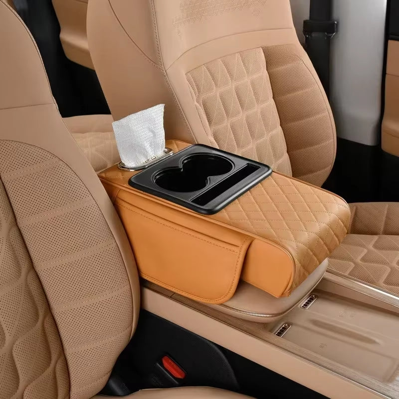 Car Armrest Cushion Riser with Storage Pockets and Tissue Holder – image 9