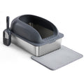 Stainless Steel Cat Litter Box with Lid Large with Scoop and Mat