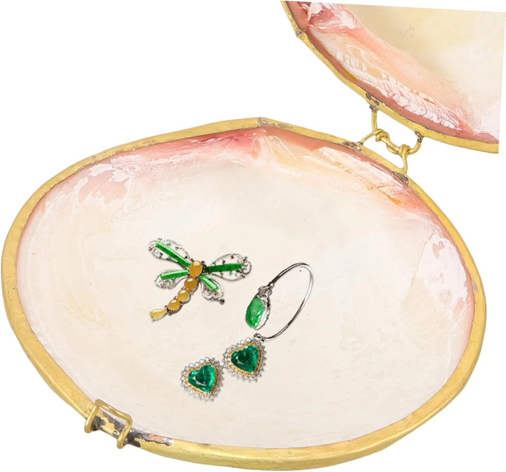 Shell Inlay Ring Box – Pink Natural Shell Jewelry Case – image 4